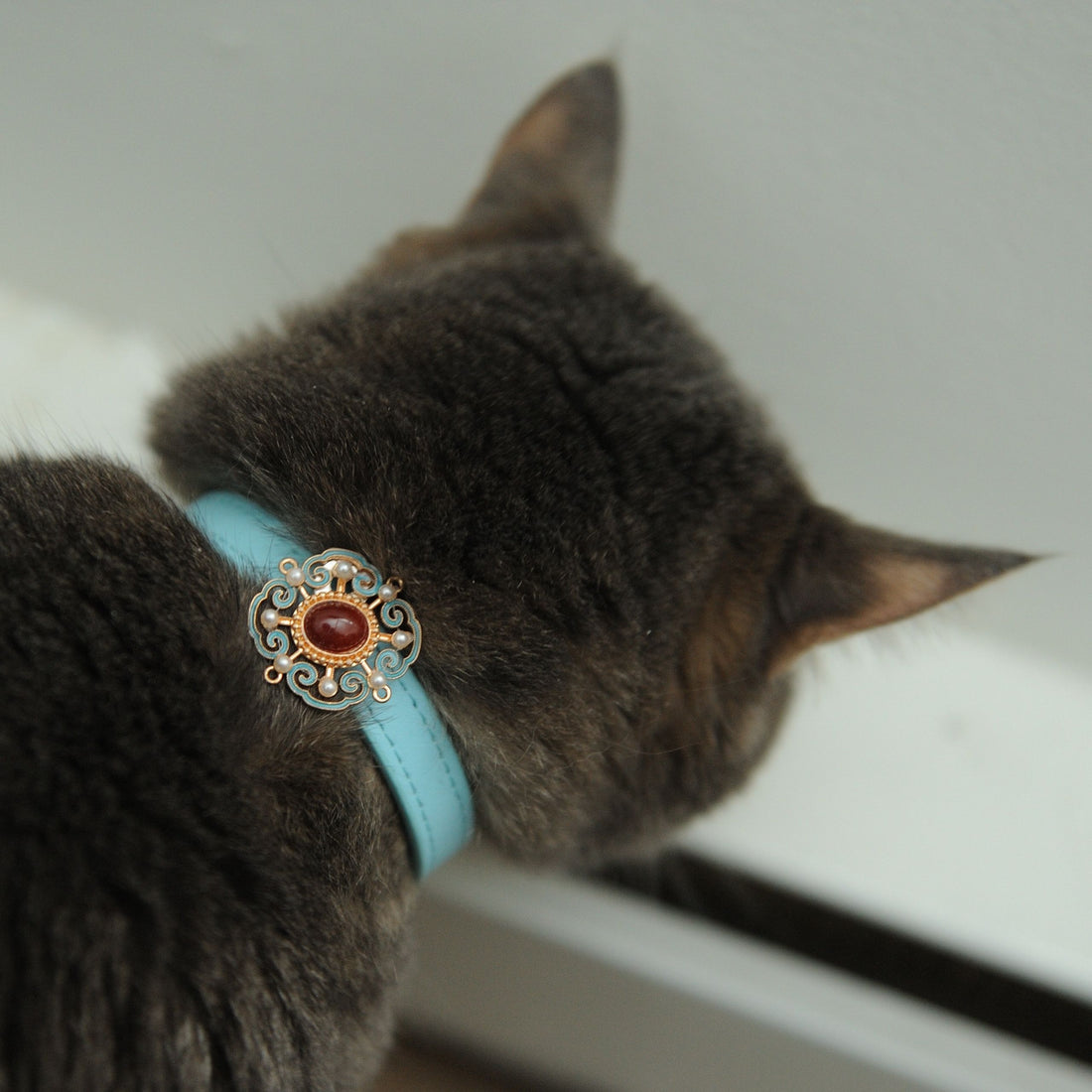 【Mori Cat】Pet Collar With Cultural Ornament Gem – Auspicious Clouds