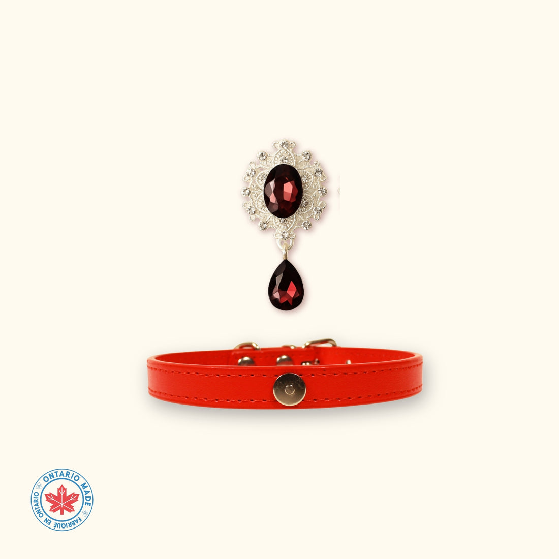 【Mori Cat】Luxury Cat Collar with Interchangeable Gem Charms-Red