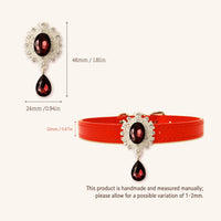 【Mori Cat】Luxury Cat Collar with Interchangeable Gem Charms-Red