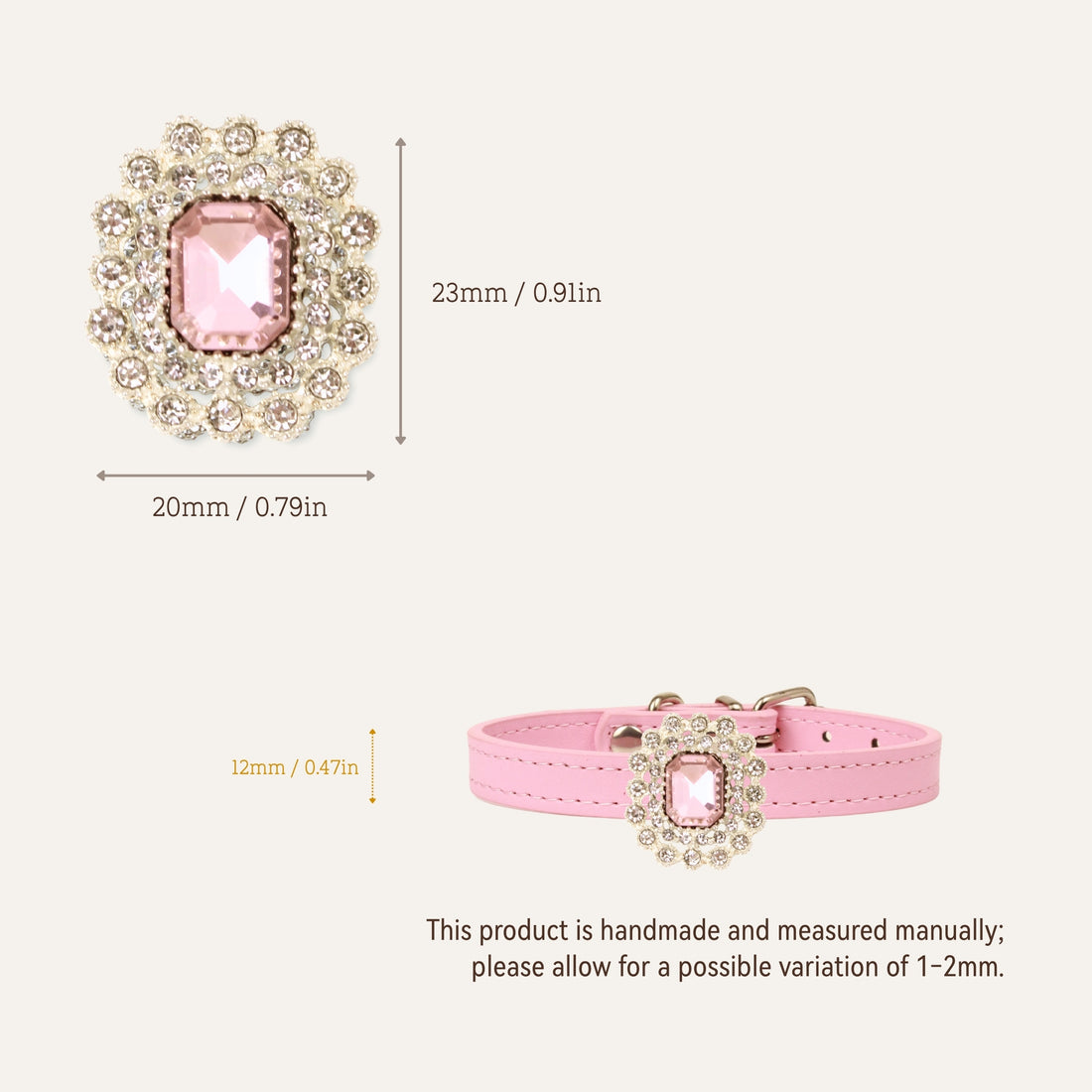 【Mori Cat】Luxury Cat Collar with Interchangeable Gem Charms-Pink