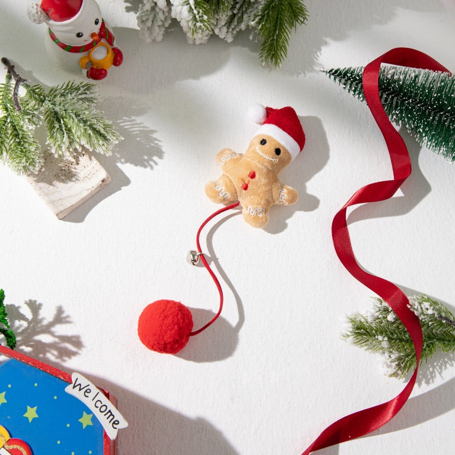 圣诞铃铛毛绒球猫薄荷玩具