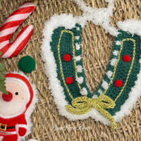 【Purrfect Handcrafts】Christmas Green Velvet Gold Bow Pet Bib