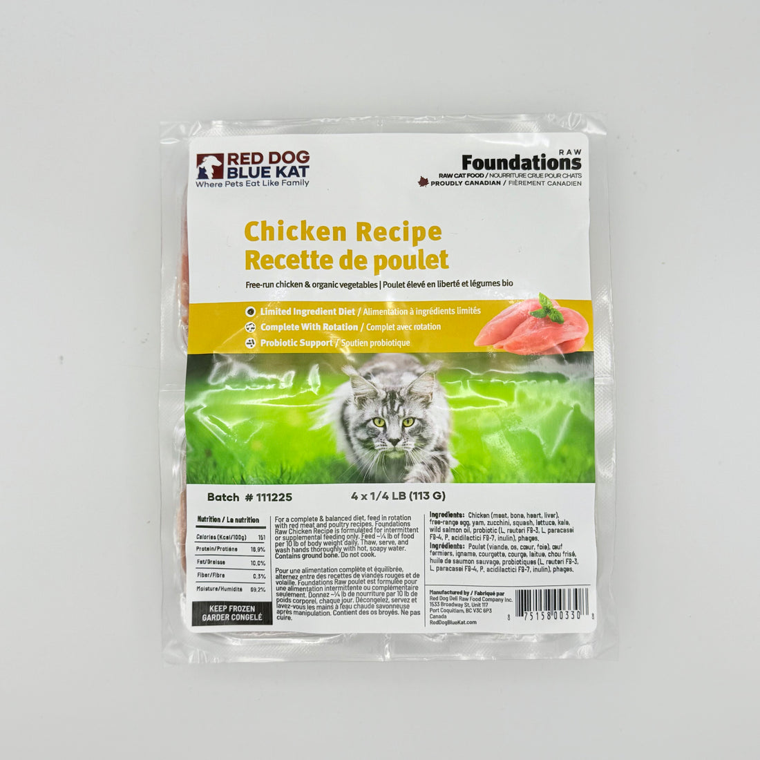 【RED DOG BLUE KAT】Frozen Cat Food - Foundations Raw Chicken Recipe