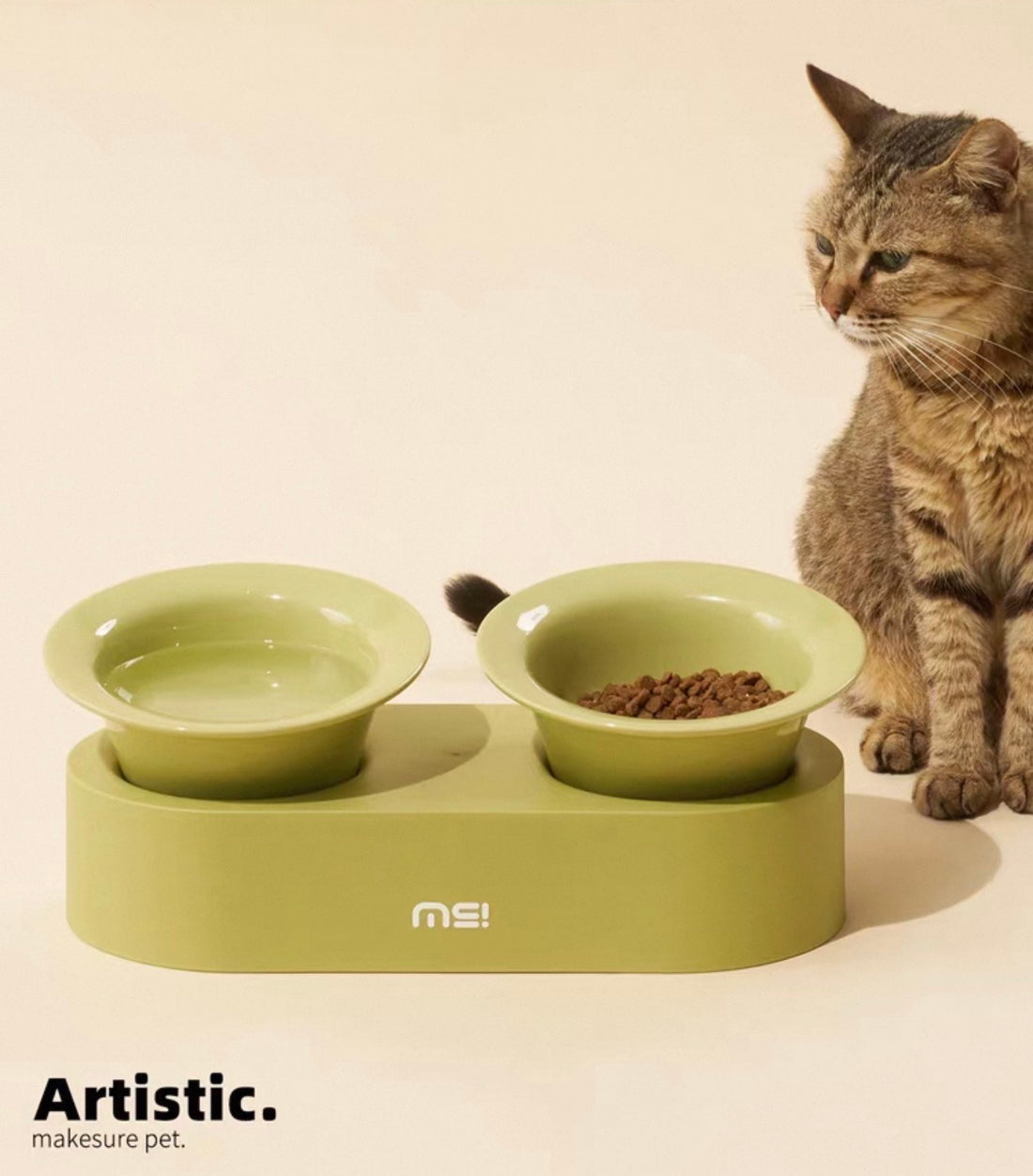 【Makesure】Cute Elevated Ceramic Pet Bowl