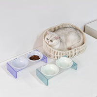 Twin Ceramic Pet Bowl with Acrylic Tall Stack