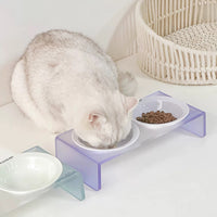 Twin Ceramic Pet Bowl with Acrylic Tall Stack