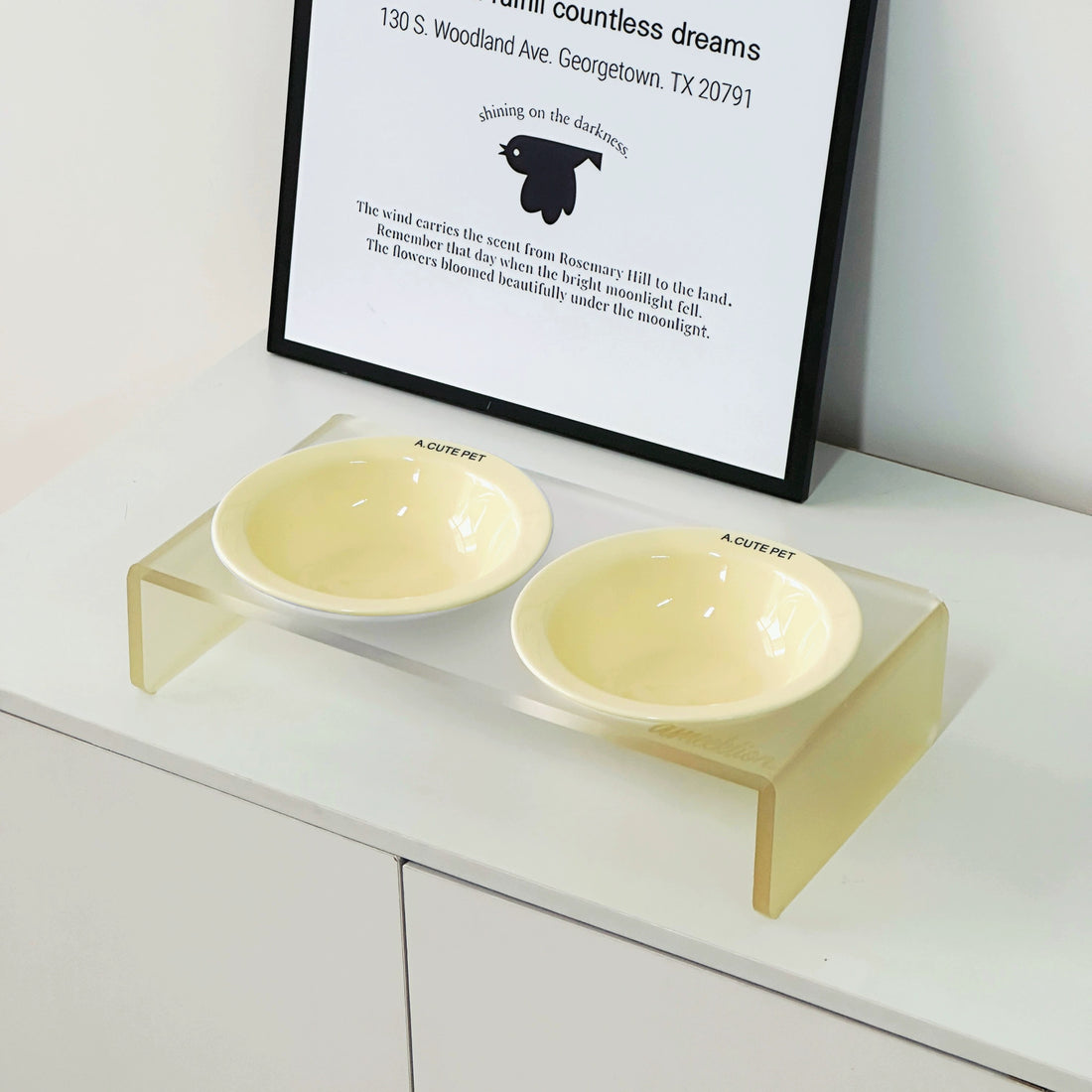 Twin Ceramic Pet Bowl with Acrylic Tall Stack