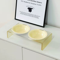 Twin Ceramic Pet Bowl with Acrylic Tall Stack