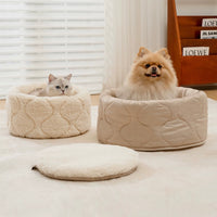【ROOOFUFU】Convertible Cat Bed & Nest Set – Almond Milk White
