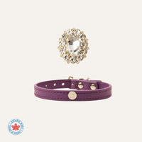 【Mori Cat】Luxury Cat Collar with Interchangeable Gem Charms-Purple