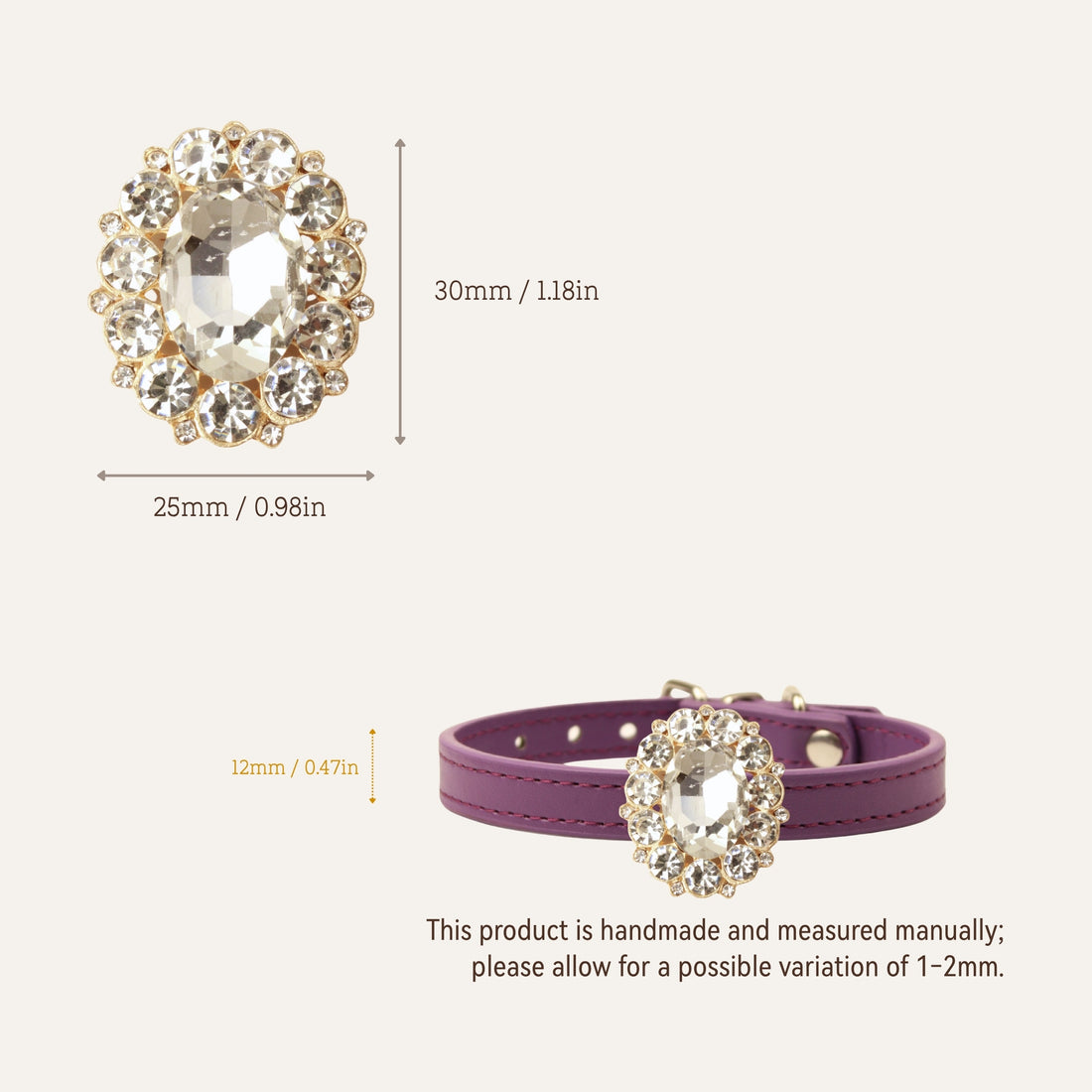【Mori Cat】Luxury Cat Collar with Interchangeable Gem Charms-Purple