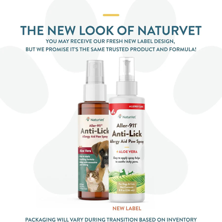 【NATURVET】Dogs & Cats - NaturVet Aller-911 Anti-Lick - Allergy Aid Paw Spray - 8 fl.oz