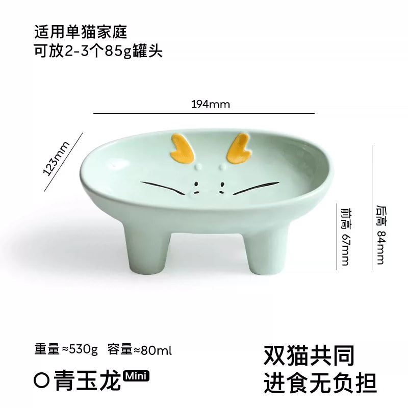 【YimiPet】Chinese Zodiac Ceramic Pet Bowl – Mini Jade Dragon