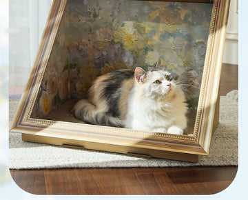 Vintage-style oil painting frame cat scratcher & cat house / Oil painting frame cat house DIY kit / Aesthetic cat house & scratcher bed
