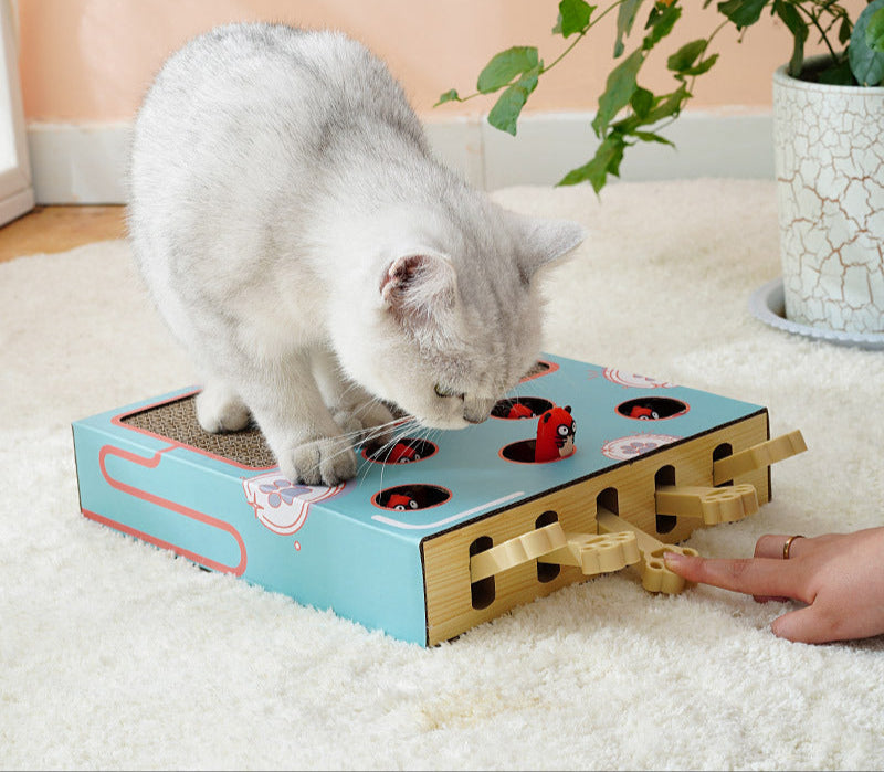 Meow Fairy Solid Wood Whack-a-Mole Toy for Cats – Corrugated Cardboard Cat Scratcher