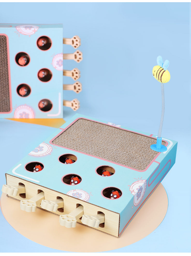 Meow Fairy Solid Wood Whack-a-Mole Toy for Cats – Corrugated Cardboard Cat Scratcher