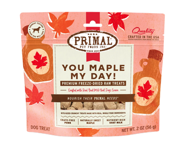 【PRIMAL】Dog - Freeze-Dried Treats - You Maple My Day - Pork, Maple, Goat Milk