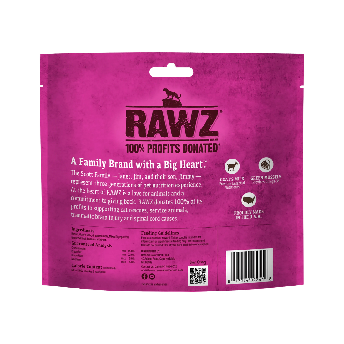 【Rawz】Raw Freeze Dried Rabbit, Goat's Milk & Green Mussels Cat Treats