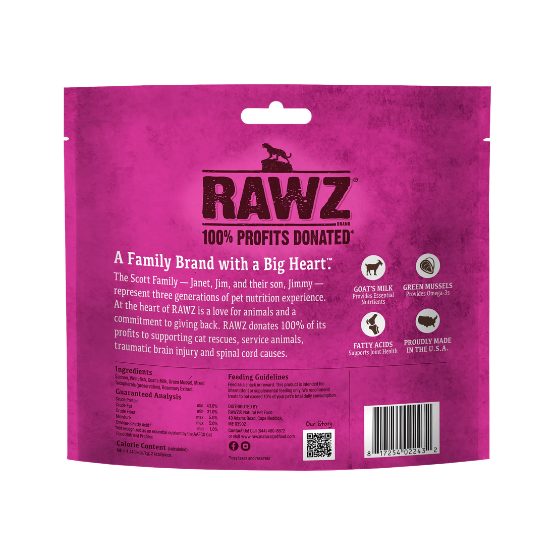 【Rawz】Raw Freeze Dried Wild Caught Salmon, Goat's Milk & Green Mussels Cat Treats