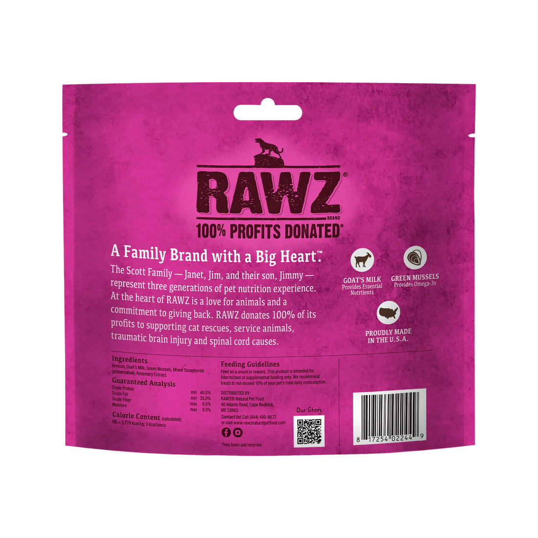 【Rawz】Raw Freeze Dried Venison, Goat's Milk & Green Mussels Cat Treats