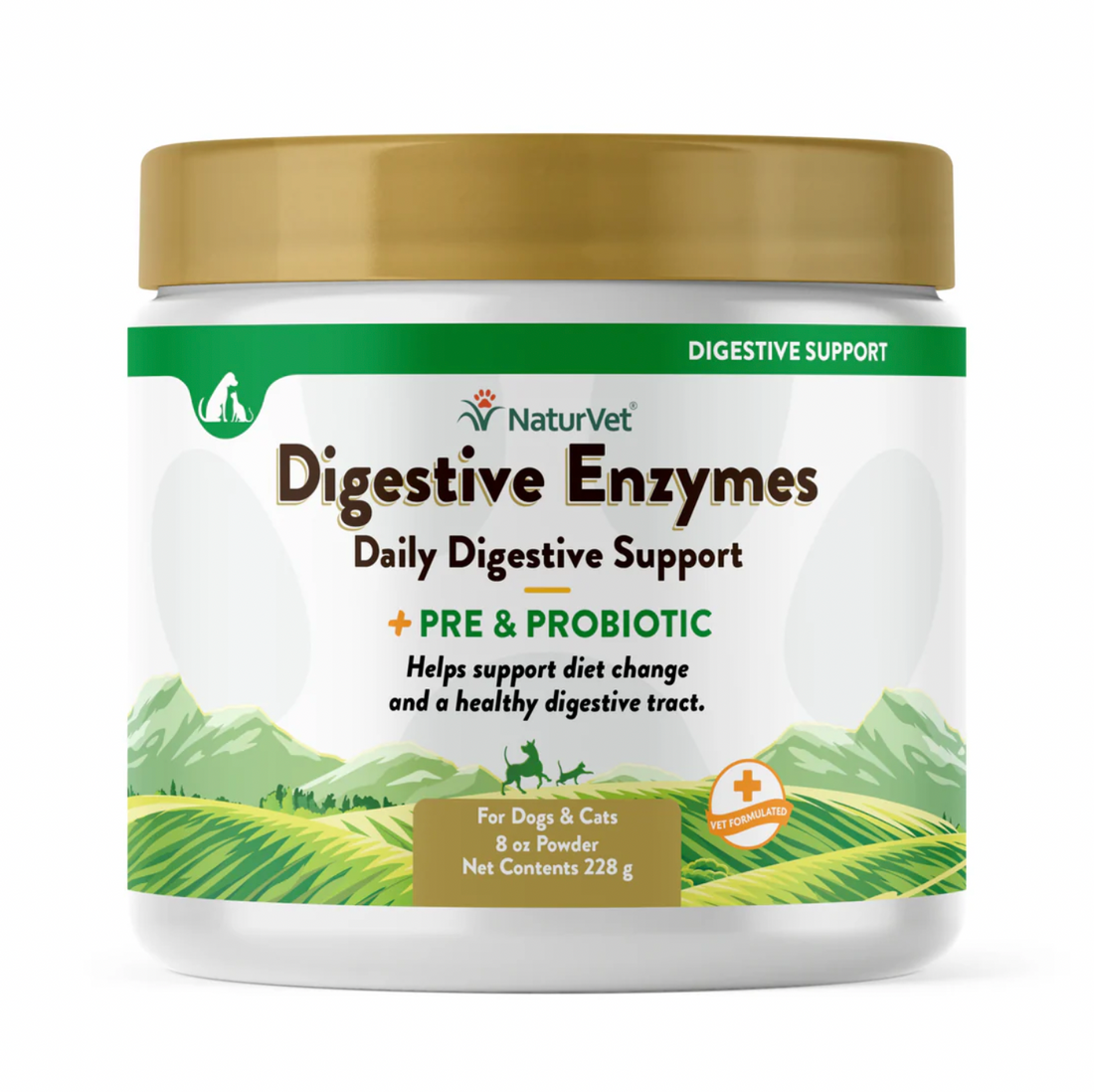 【NaturVet Digestive】Enzymes Prebiotic & Probiotic Powder 4 oz