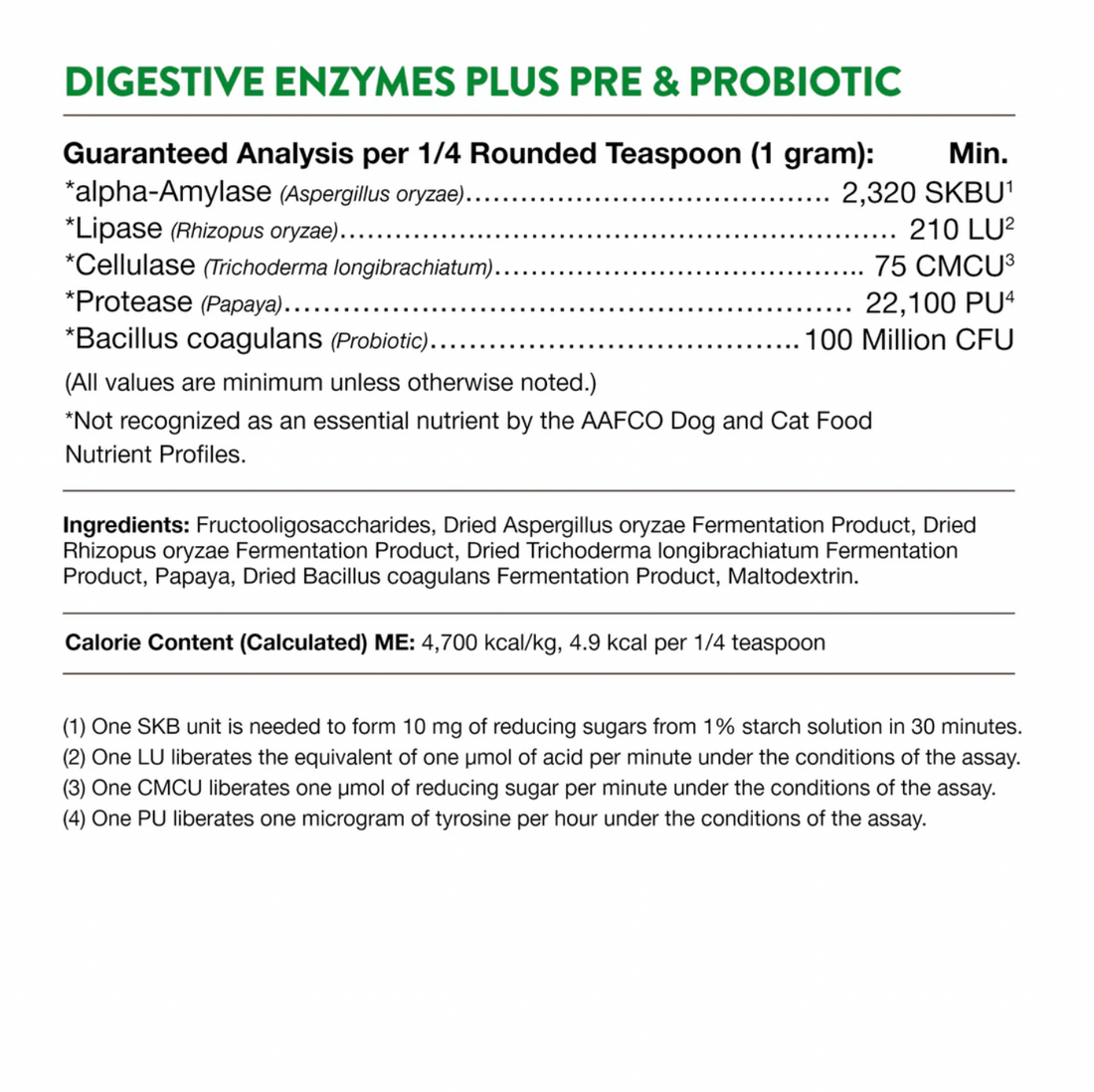 【NaturVet Digestive】Enzymes Prebiotic & Probiotic Powder 4 oz