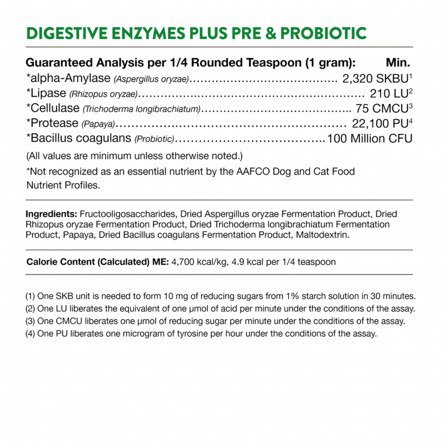 【NaturVet Digestive】Enzymes Prebiotic & Probiotic Powder 4 oz