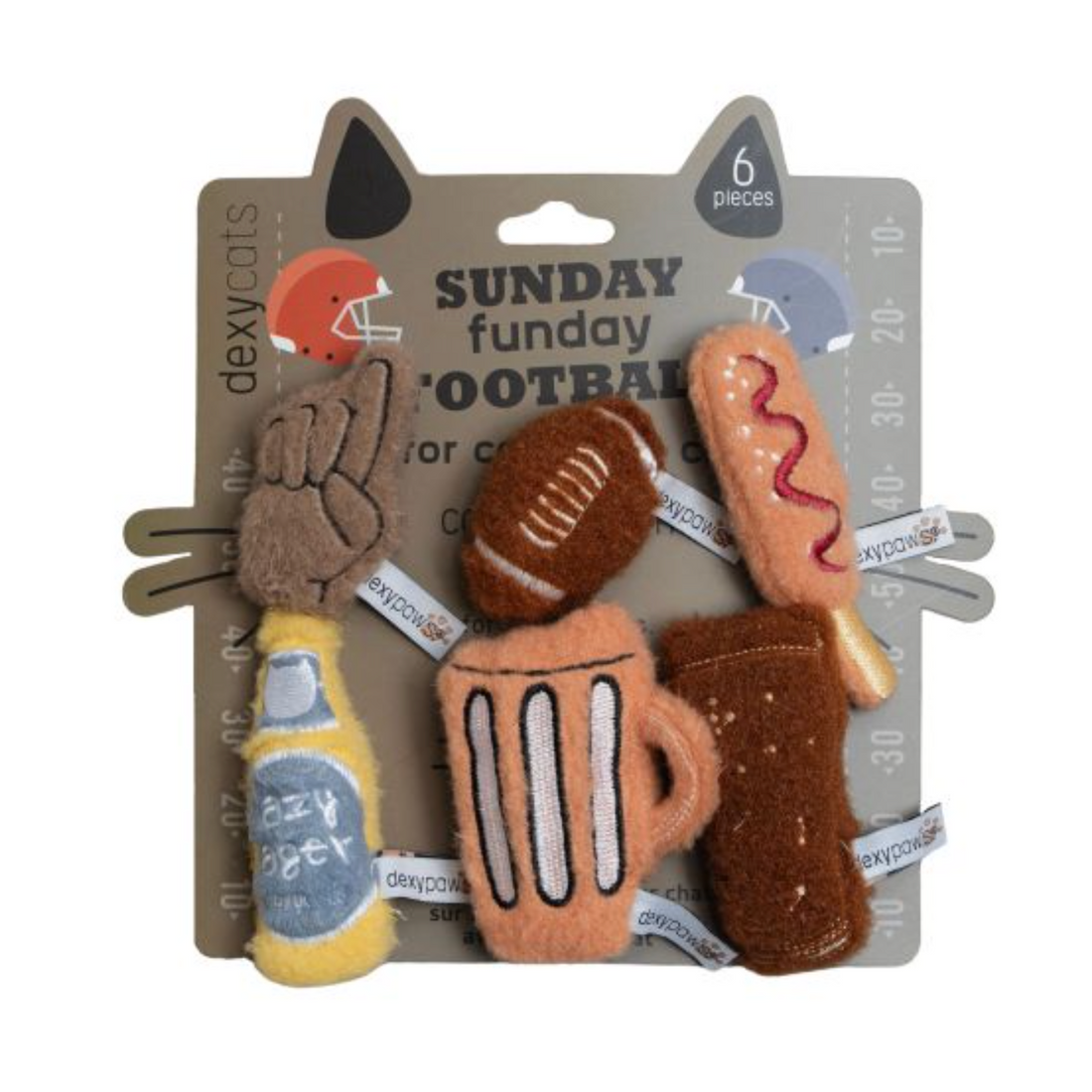 【DexyPaws】Plush Catnip Cat Toys - Sunday Football 6pc