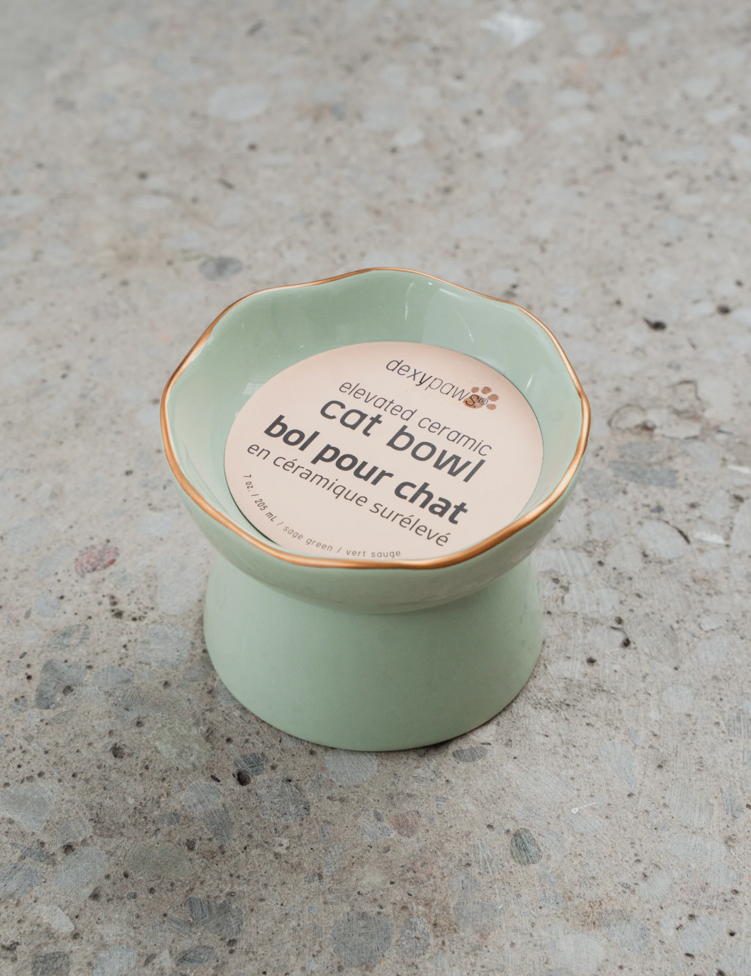 【DexyPaws】Raised Ceramic Cat Bowl - Sage Green
