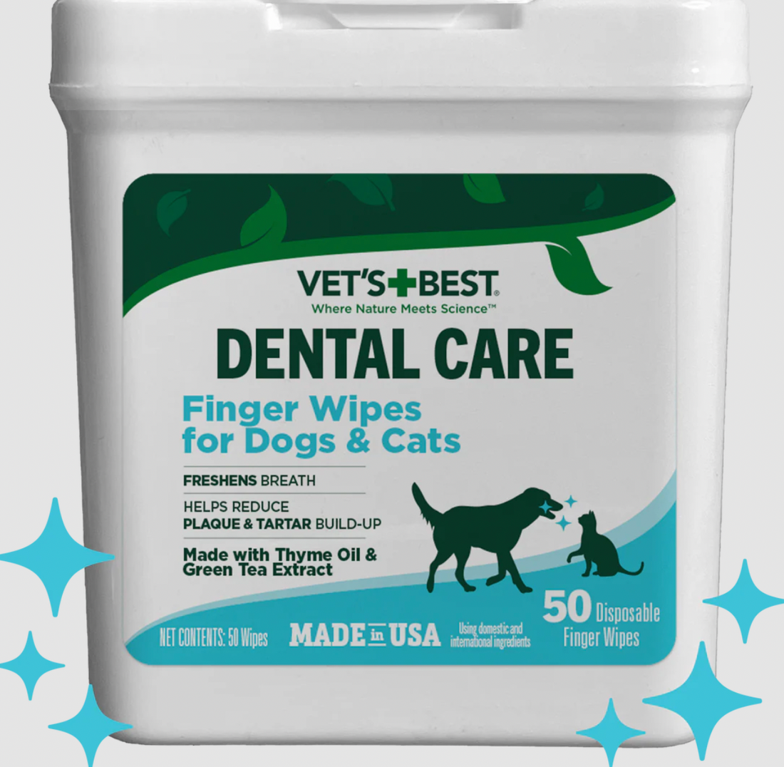 【Vet's Best】Dental Care Finger Wipes for Dogs & Cats - 50 Wipes