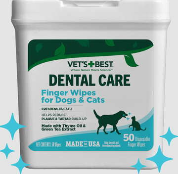 【Vet's Best】Dental Care Finger Wipes for Dogs & Cats - 50 Wipes
