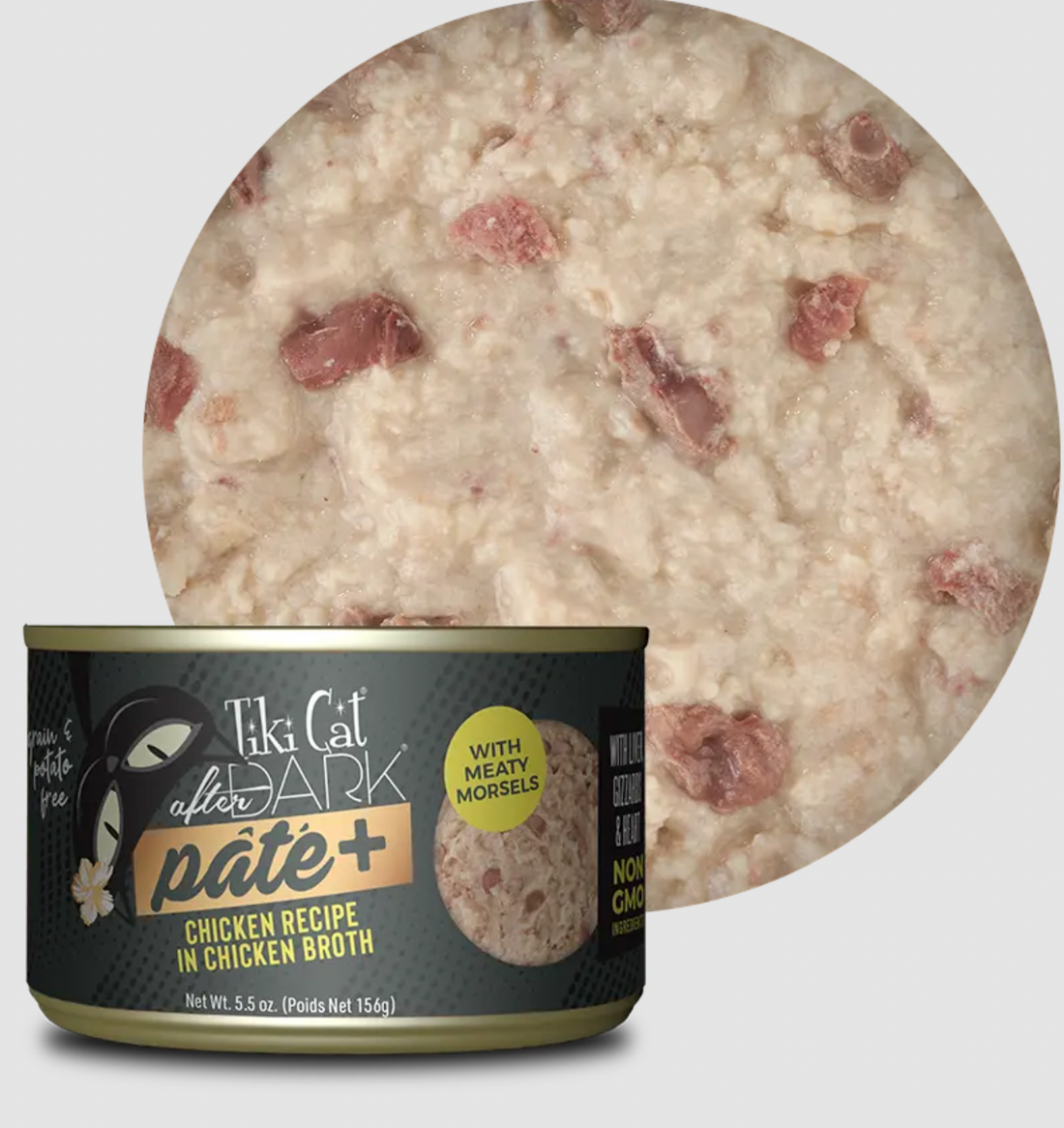 【Tiki Cat】Canned Cat Food - After Dark - Pâté+ Chicken Recipe in Chicken Broth - 2.8 oz