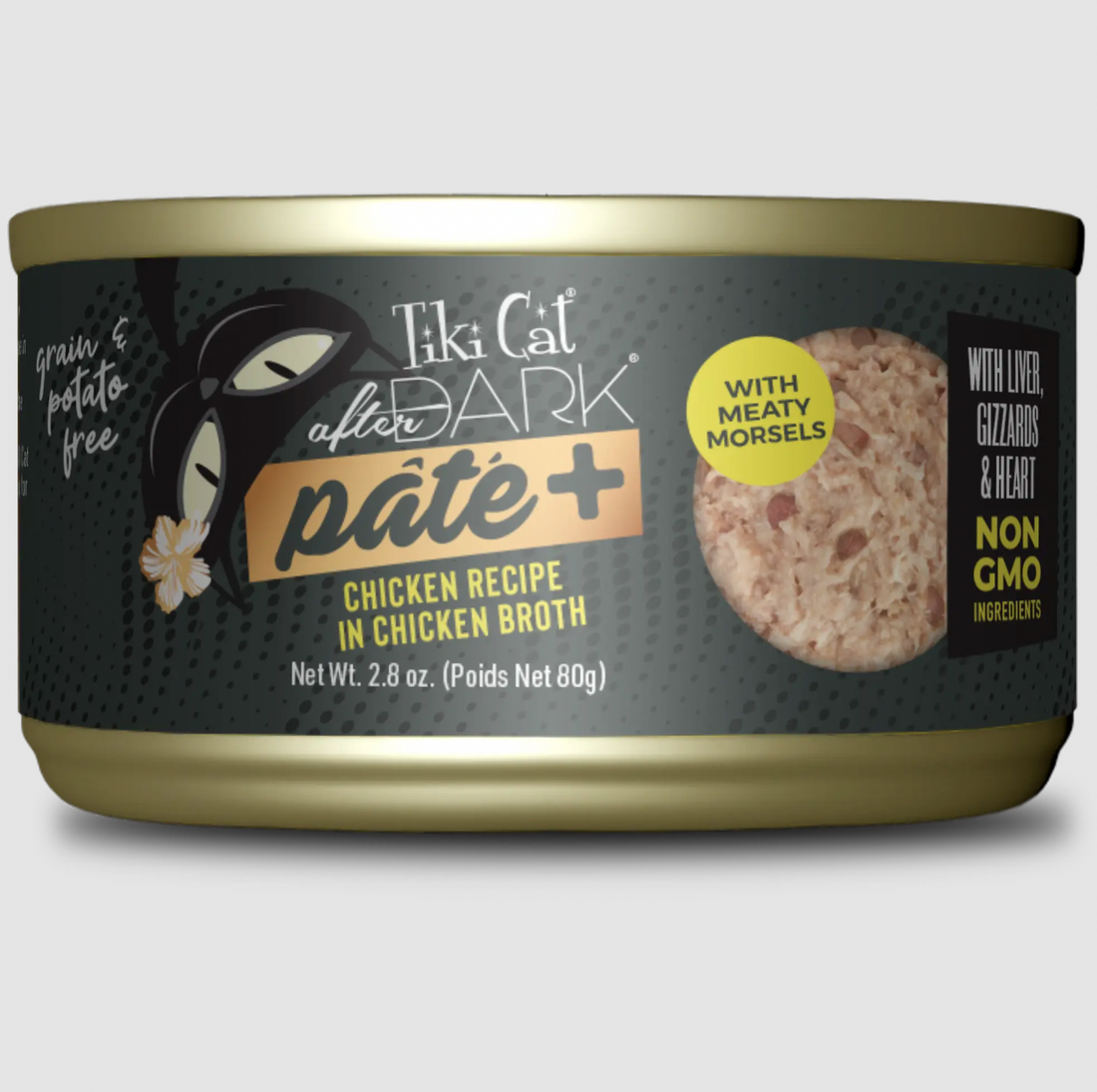 【Tiki Cat】Canned Cat Food - After Dark - Pâté+ Chicken Recipe in Chicken Broth - 2.8 oz
