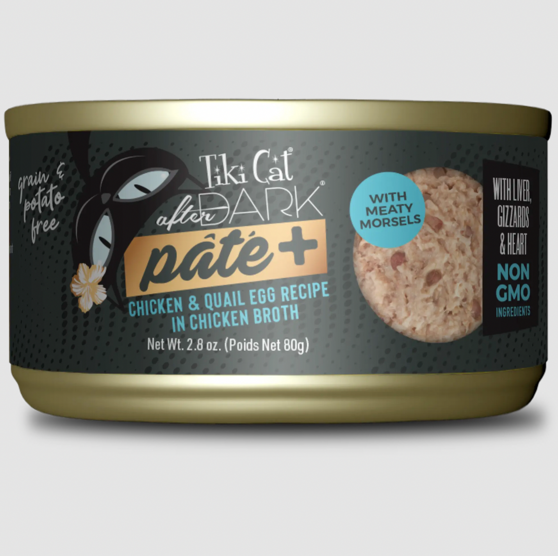 【Tiki Cat】Canned Cat Food - After Dark - Pâté+ Chicken & Quail Egg Recipe in Chicken Broth - 2.8 oz