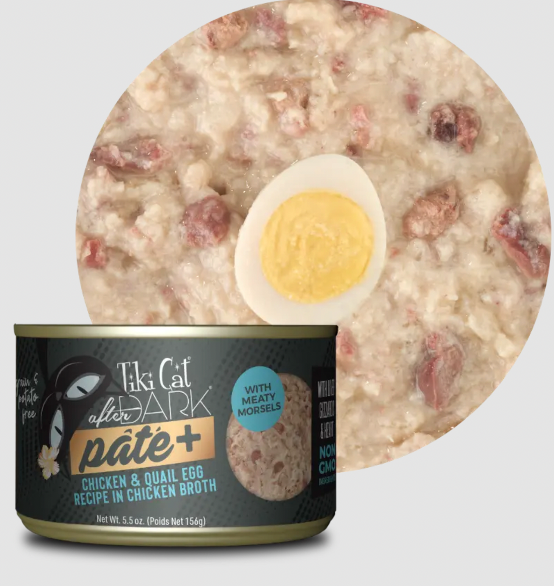 【Tiki Cat】Canned Cat Food - After Dark - Pâté+ Chicken & Quail Egg Recipe in Chicken Broth - 2.8 oz