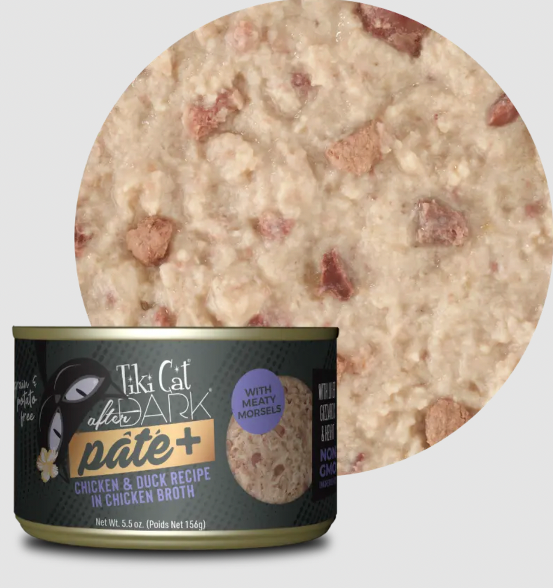 【Tiki Cat】Canned Cat Food - After Dark - Pâté+ Chicken & Duck Recipe in Chicken Broth - 2.8 oz