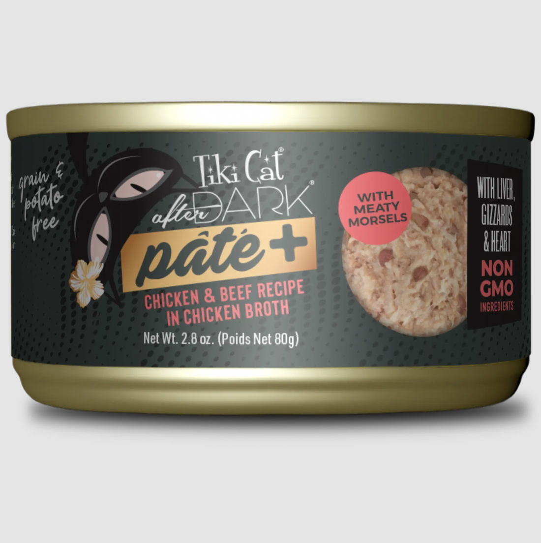 【Tiki Cat】Canned Cat Food - After Dark - Pâté+ Chicken & Beef Recipe in Chicken Broth - 2.8 oz