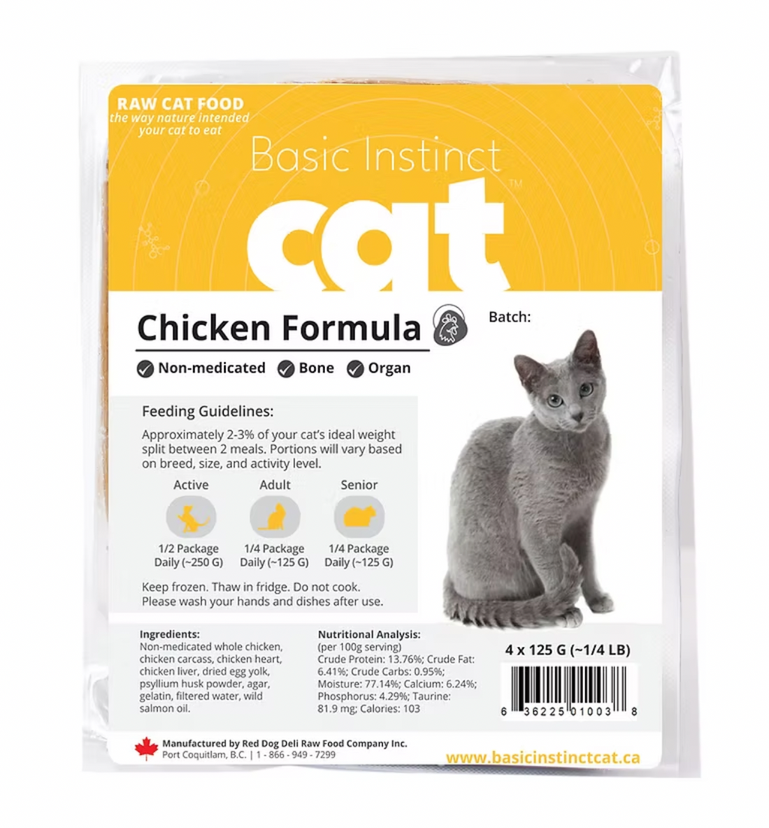 【RED DOG BLUE KAT】Frozen Cat Food - Basic Instincts™ Non-Medicated Chicken Formula