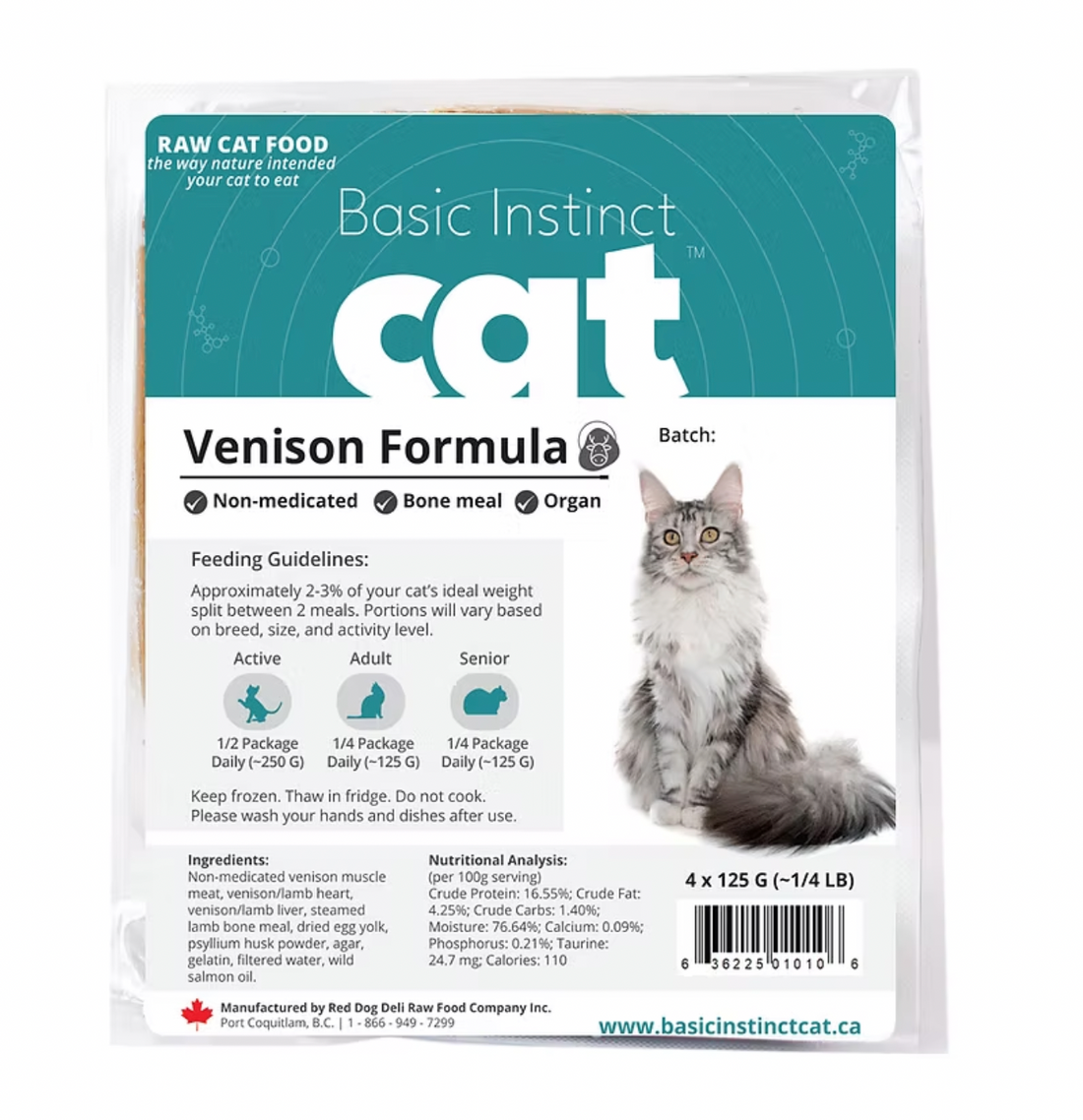 【RED DOG BLUE KAT】Frozen Cat Food - Basic Instincts™ Non-Medicated Venison Formula