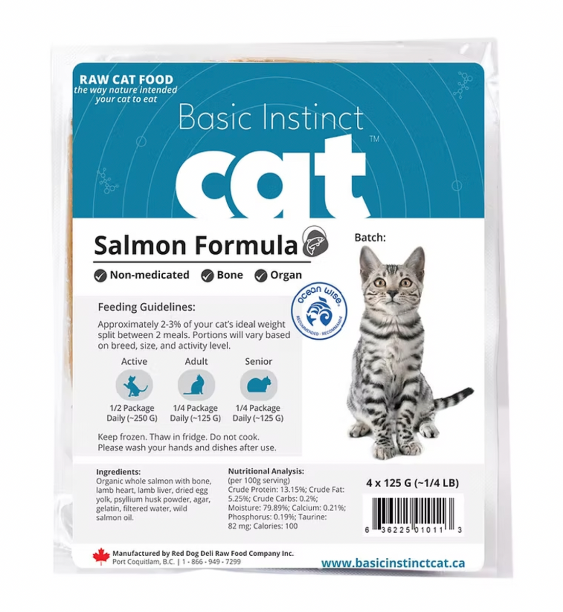 【RED DOG BLUE KAT】Frozen Cat Food - Basic Instincts™ Organic Salmon Formula