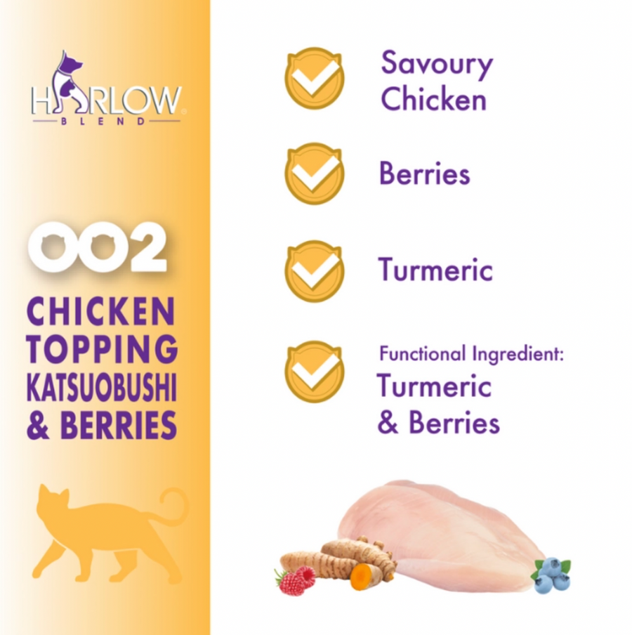 【Harlow Blend】Cat Can - 002 Chicken In Gravy With Katsuobushi & Berries 80g