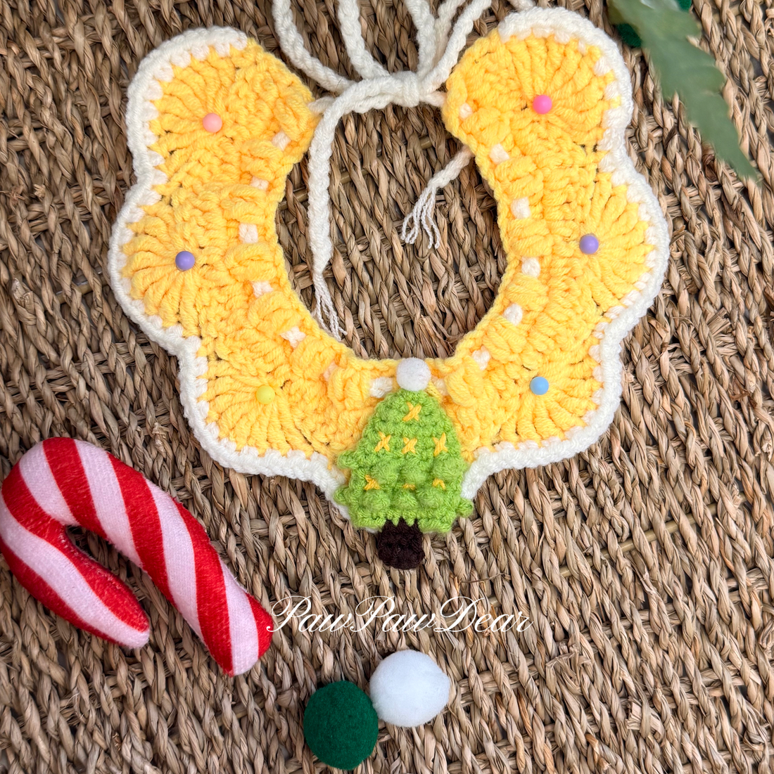 【Purrfect Handcrafts】Christmas Tree Yellow Pet Bib