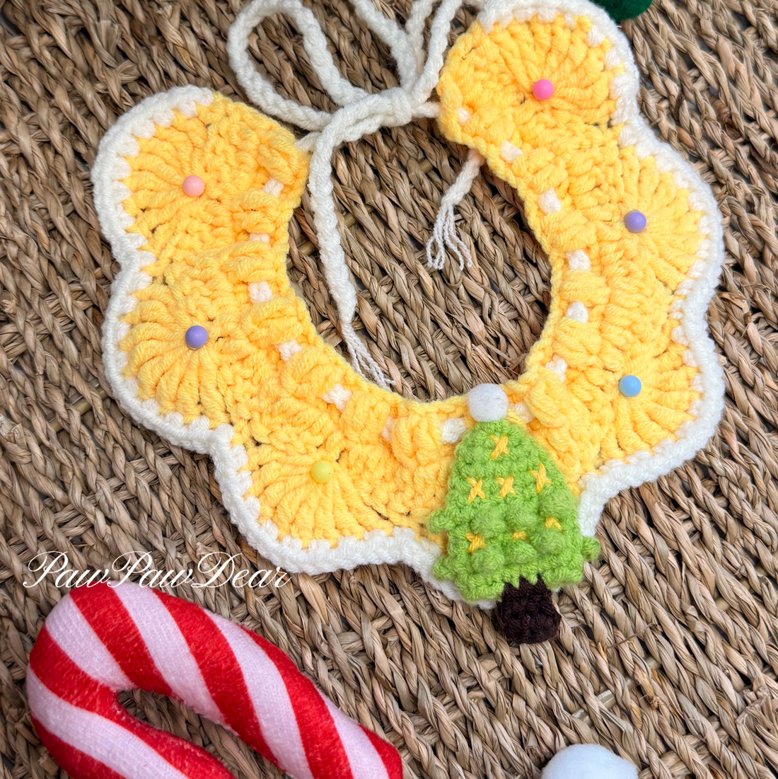 【Purrfect Handcrafts】Christmas Tree Yellow Pet Bib