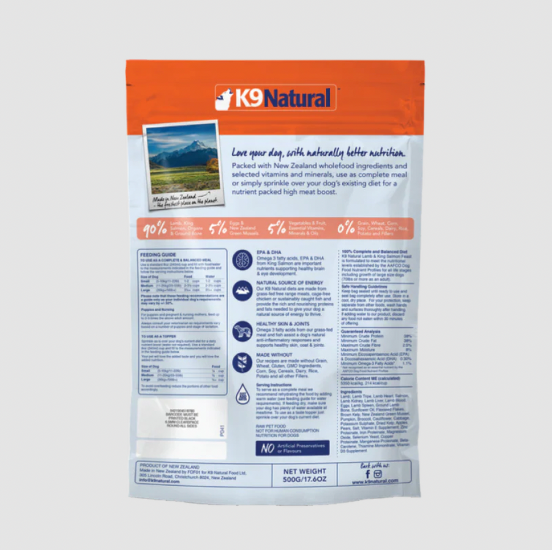 【K9 Natural】Dog - Freeze-Dried Food - Lamb And King Salmon Feast 100g