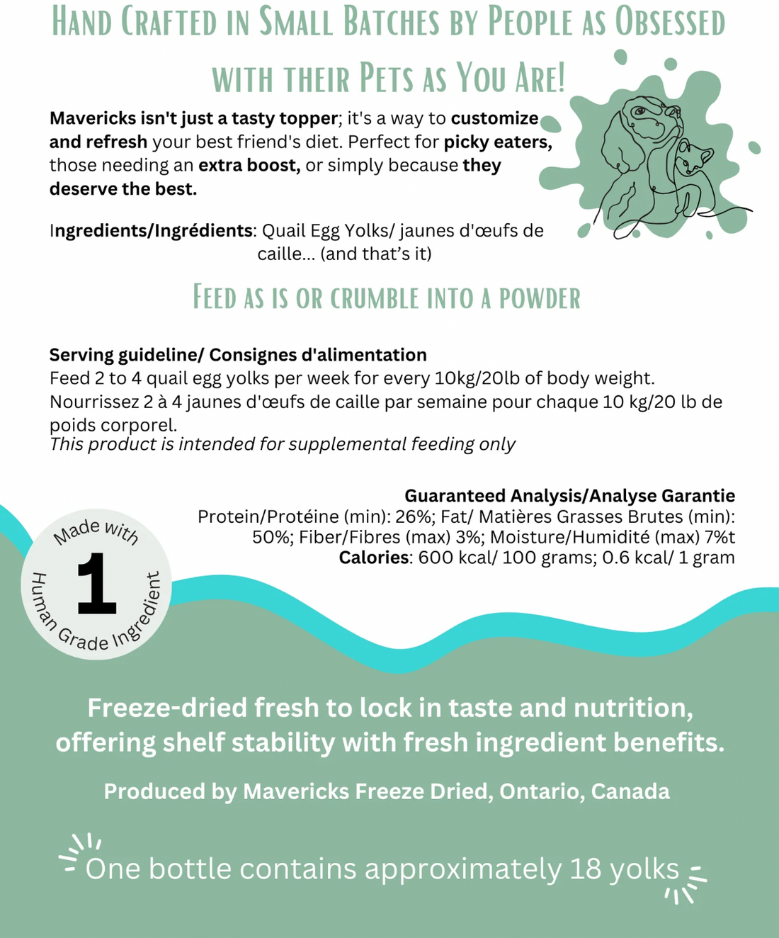 【Mavericks】Freeze Dried Quail Egg Yolks for Dogs & Cats 65g