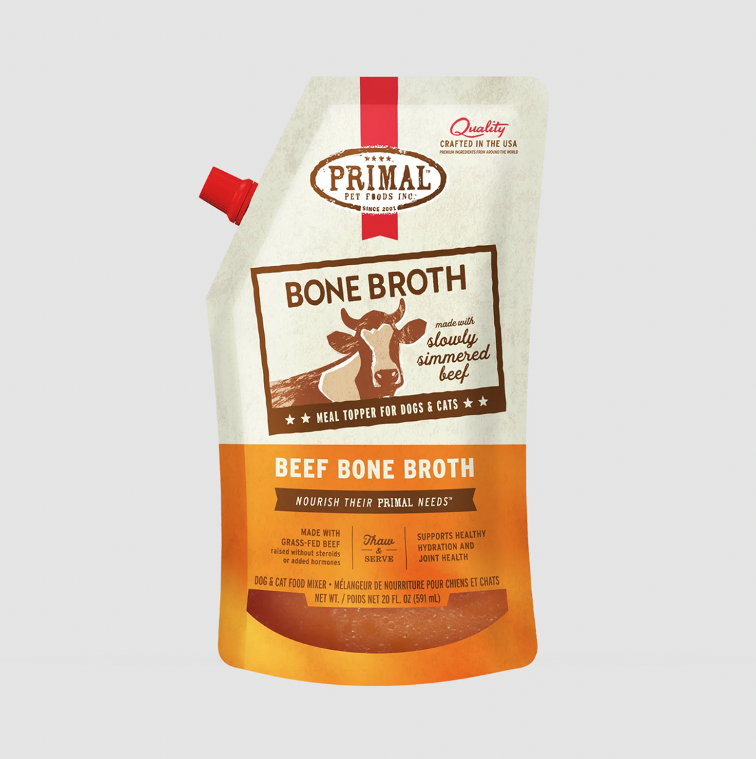 【Primal】Frozen Bone Broth - Beef Recipe for Dogs & Cats 20 oz