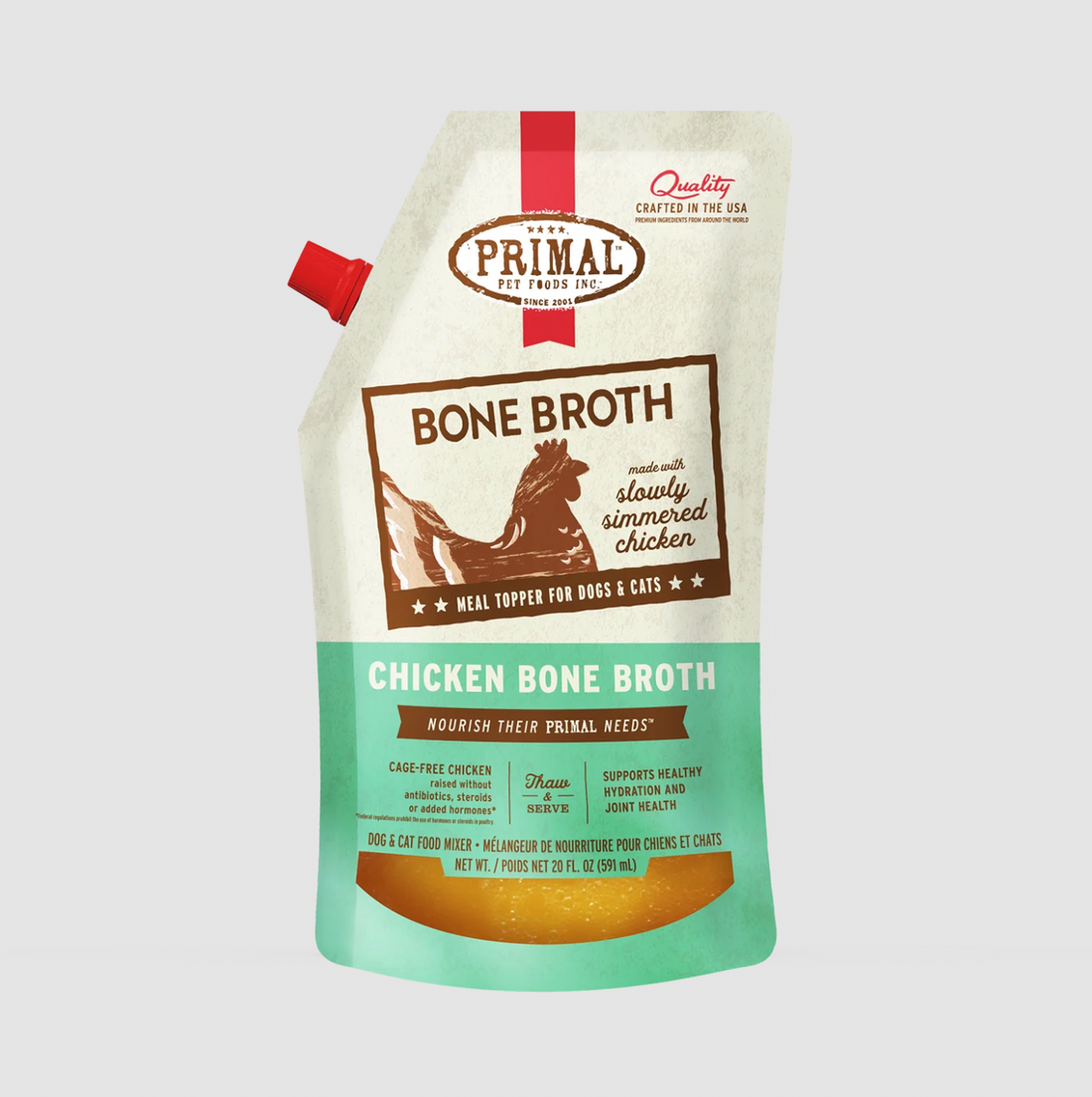 【Primal】Frozen Bone Broth - Chicken Recipe for Dogs & Cats 20 oz