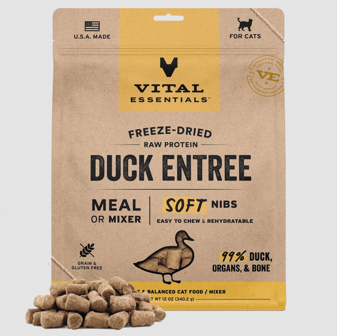 【VITAL ESSENTIALS VE】Vital Cat Freeze-Dried Soft Nibs - Duck Dinner