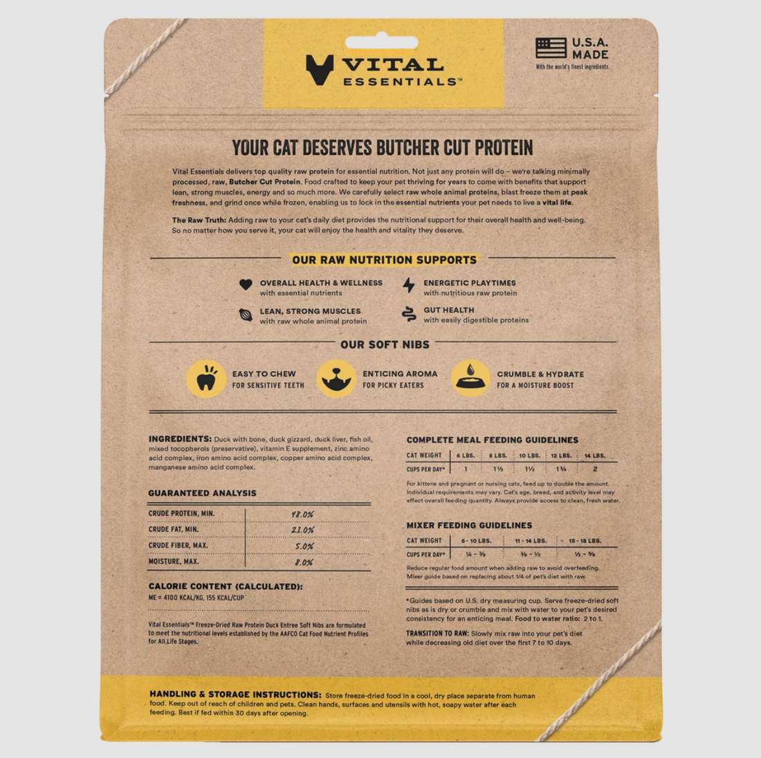 【VITAL ESSENTIALS VE】Vital Cat Freeze-Dried Soft Nibs - Duck Dinner
