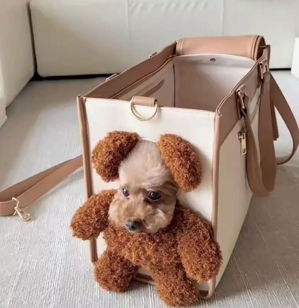 TeddyPaw Plush Carrier – Cute & Cozy Travel Bag for Small Pets